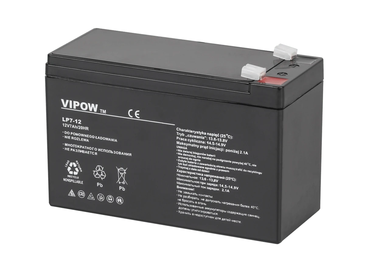 Švino akumuliatorius VIPOW 12V 7.0Ah