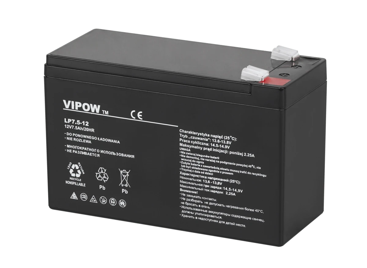 Švino akumuliatorius VIPOW 12V 7.5Ah