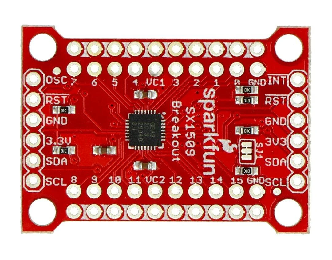 SX1509 I/O išplėtimo plokštė, vaizdas iš viršaus