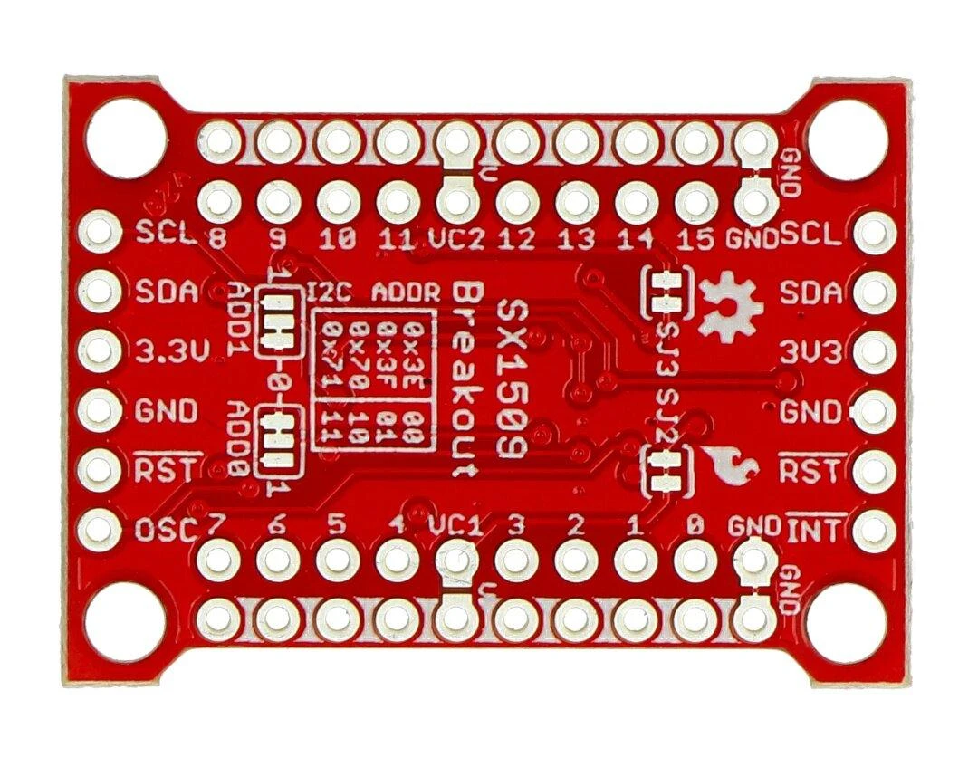 SX1509 išplėtimo plokštė su I/O žymėjimu