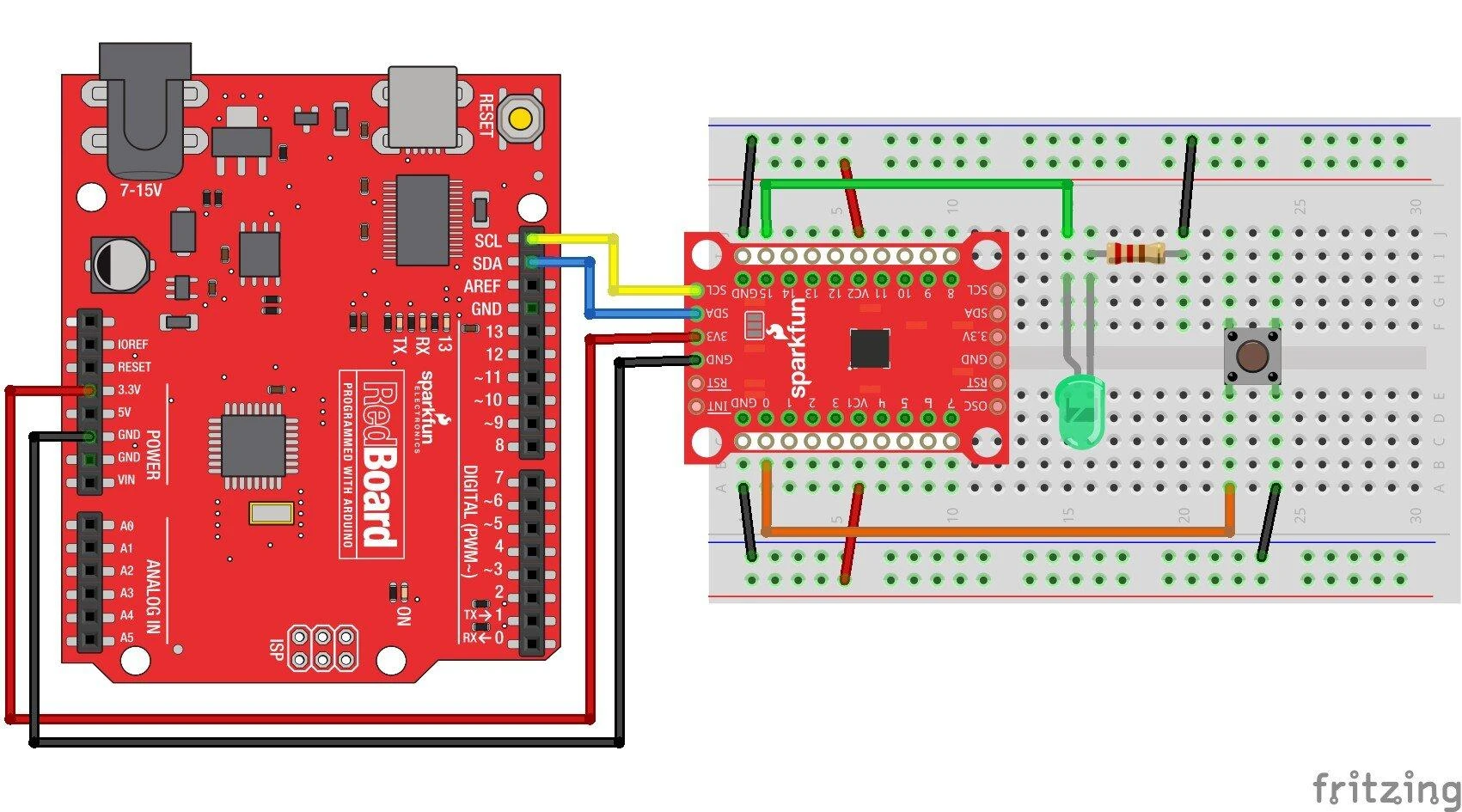SX1509, GPIO išplėtimas 16 I/O, skirtas Arduino, SparkFun BOB-13601