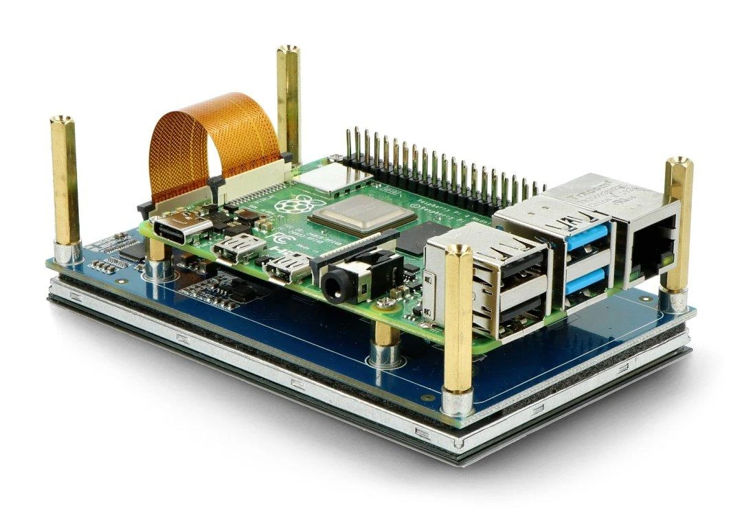 Talpinis jutiklinis ekranas 4.3" 800x480px DSI su apsauginiu korpusu, skirtas Raspberry Pi, Waveshare 18645