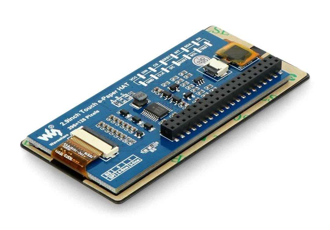 Talpinis jutiklinis ekranas E-paper E-Ink, 2.9” 296x128px, SPI/I2C, nespalvotas, skirtas Raspberry Pi, Waveshare 19967