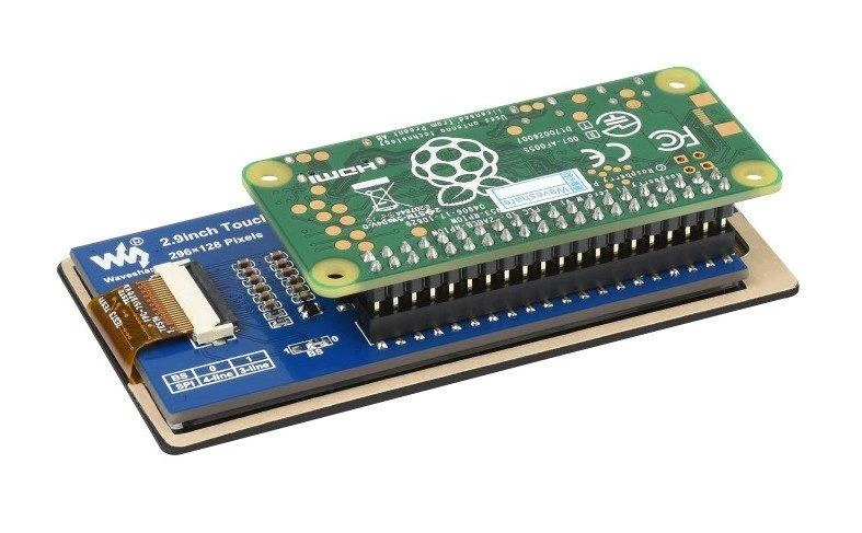 Talpinis jutiklinis ekranas E-paper E-Ink, 2.9” 296x128px, SPI/I2C, nespalvotas, skirtas Raspberry Pi, Waveshare 19967