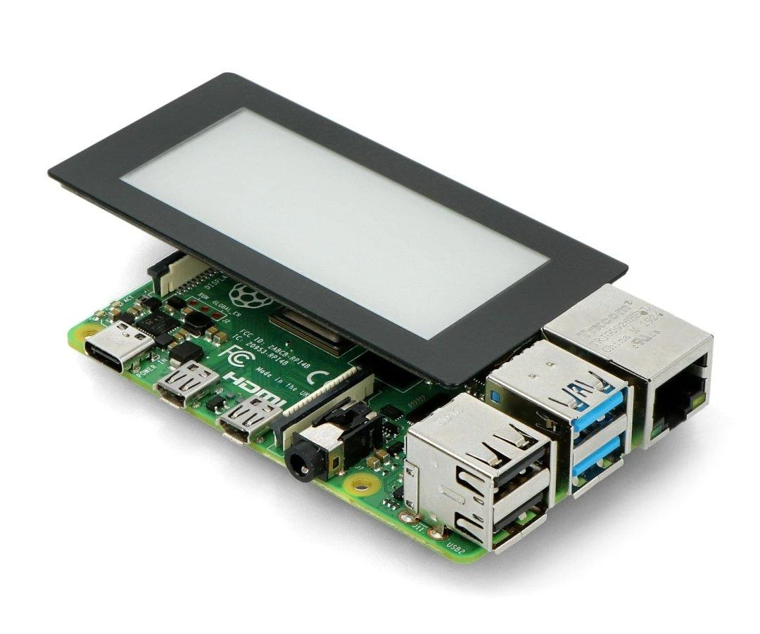 Waveshare E-ink ekranas ant Raspberry Pi plokštės