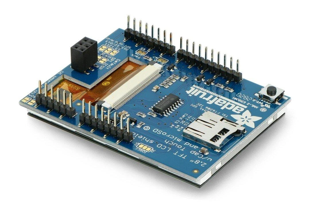 Talpinis jutiklinis ekranas TFT 2.8" 240x320px su Micro SD skaitytuvu, Arduino priedėlis, Adafruit 1947