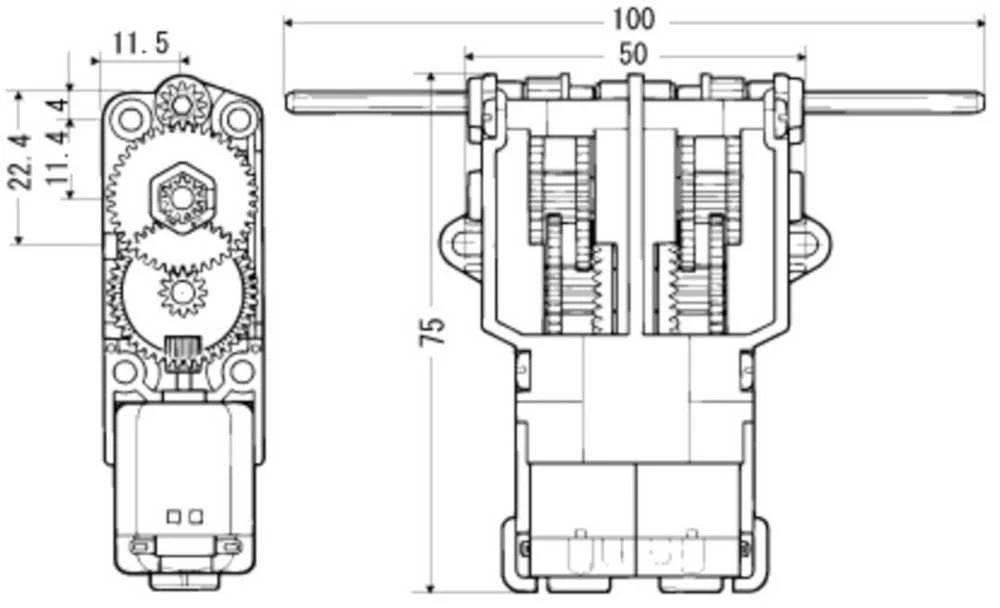 Tamiya 70097, dviguba pavarų dėžė, komplektas