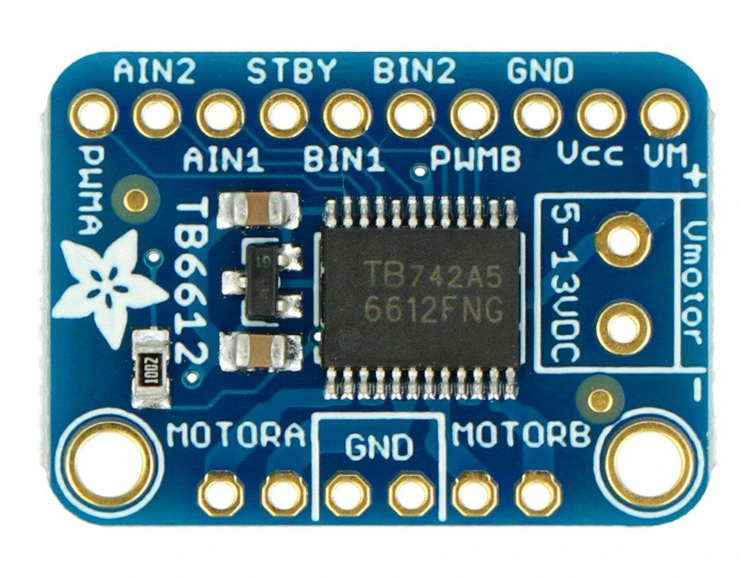 TB6612, dviejų kanalų 13.5V / 1.2A variklio valdiklis su jungtimis, Adafruit 2448