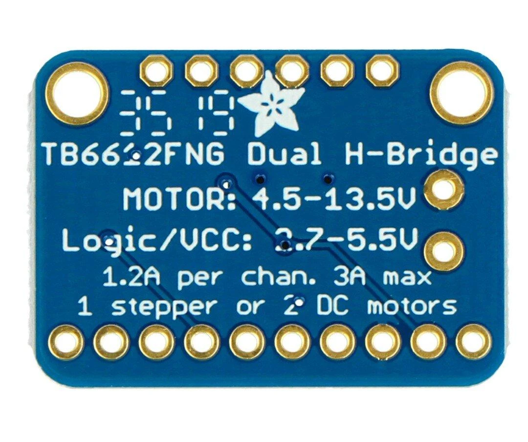 TB6612, dviejų kanalų 13.5V / 1.2A variklio valdiklis su jungtimis, Adafruit 2448