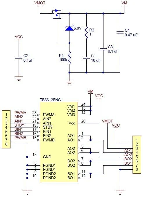 TB6612FNG, dviejų kanalų variklio valdiklis 13.5V/1A, Pololu 713