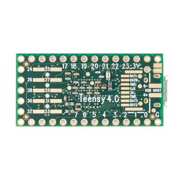 Teensy 4.0 mikrovaldiklis su viršutinės dalies išdėstymu