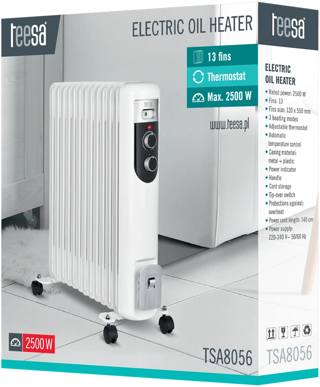 Teesa 2500 W alyvos radiatorius – 13 briaunų