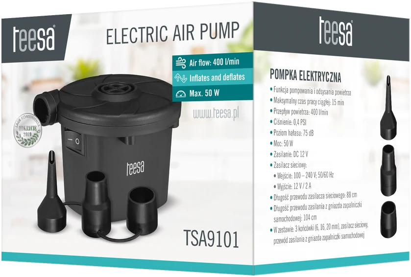 Teesa Elektrinė čiužinio ir baseino pompa 12 V 230 V