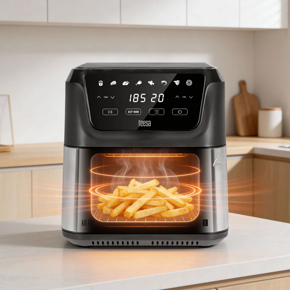 Gruzdintuvė TEESA skaitmeninė oro gruzdintuvė XXL, 8 l, 1700 W, didelis dubuo, programos, šilumos palaikymas