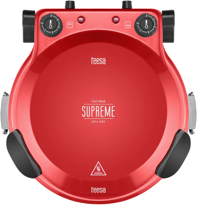Vaflinė TEESA SUPREME FUN picos krosnelė 1200 W, 400 laipsnių, du šildytuvai, raudona