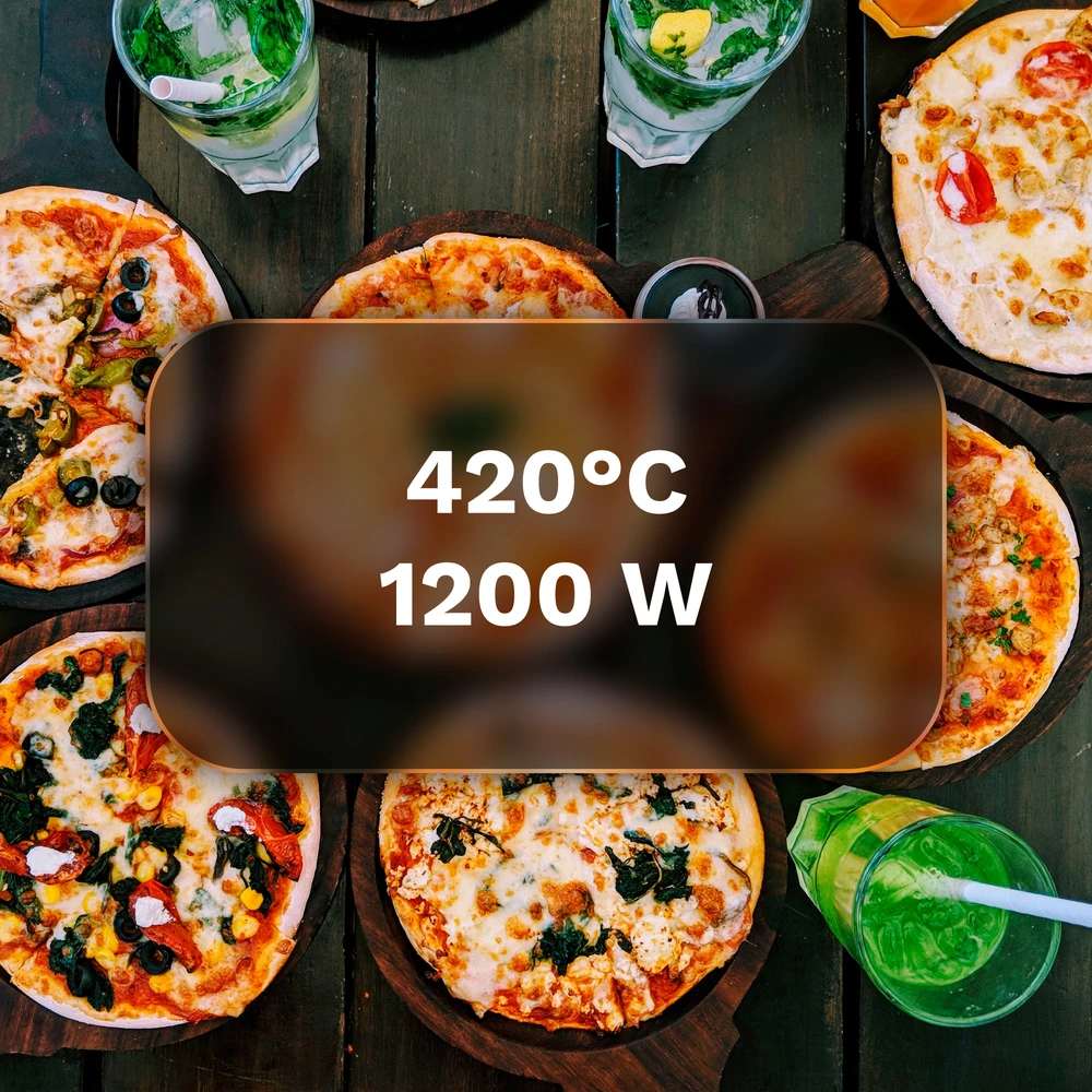 Vaflinė Piec TEESA SUPREME FUN 1200 W picos krosnis, 400 laipsnių, du kaitinimo elementai, juoda