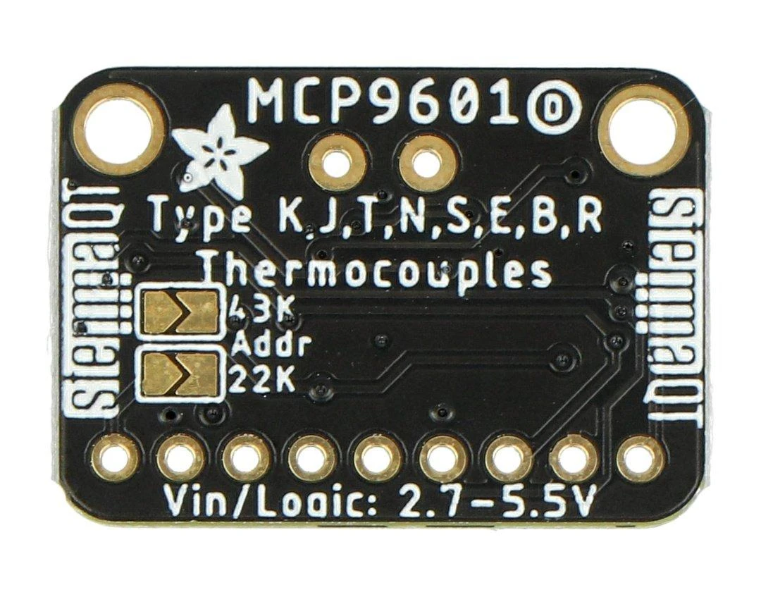 MCP9601 plokštės ženklinimas ir jungtys