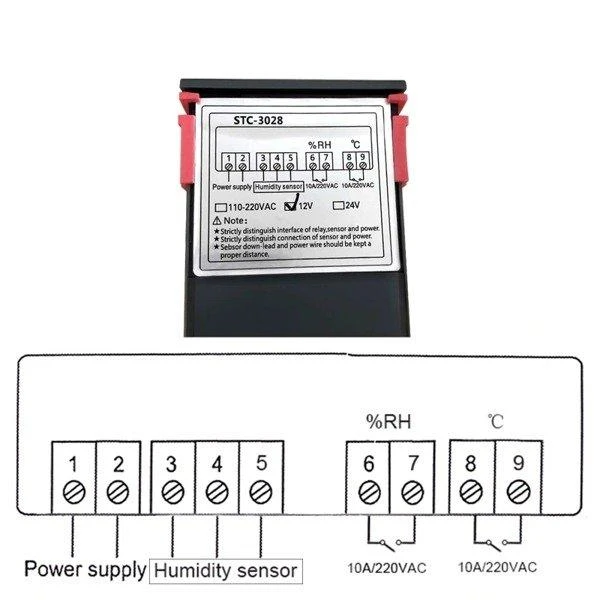 STC-3028 termostato pajungimo schema
