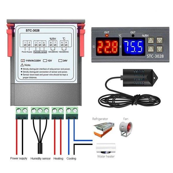 STC-3028 reguliatorius su laidų schema ir ekranu