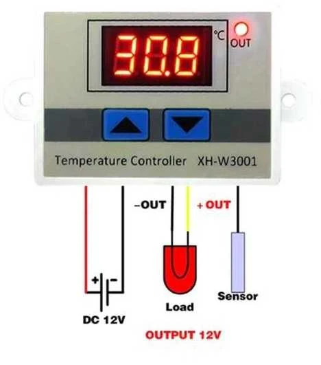 Termostatas XH-W3001 su pajungimo schema 12V
