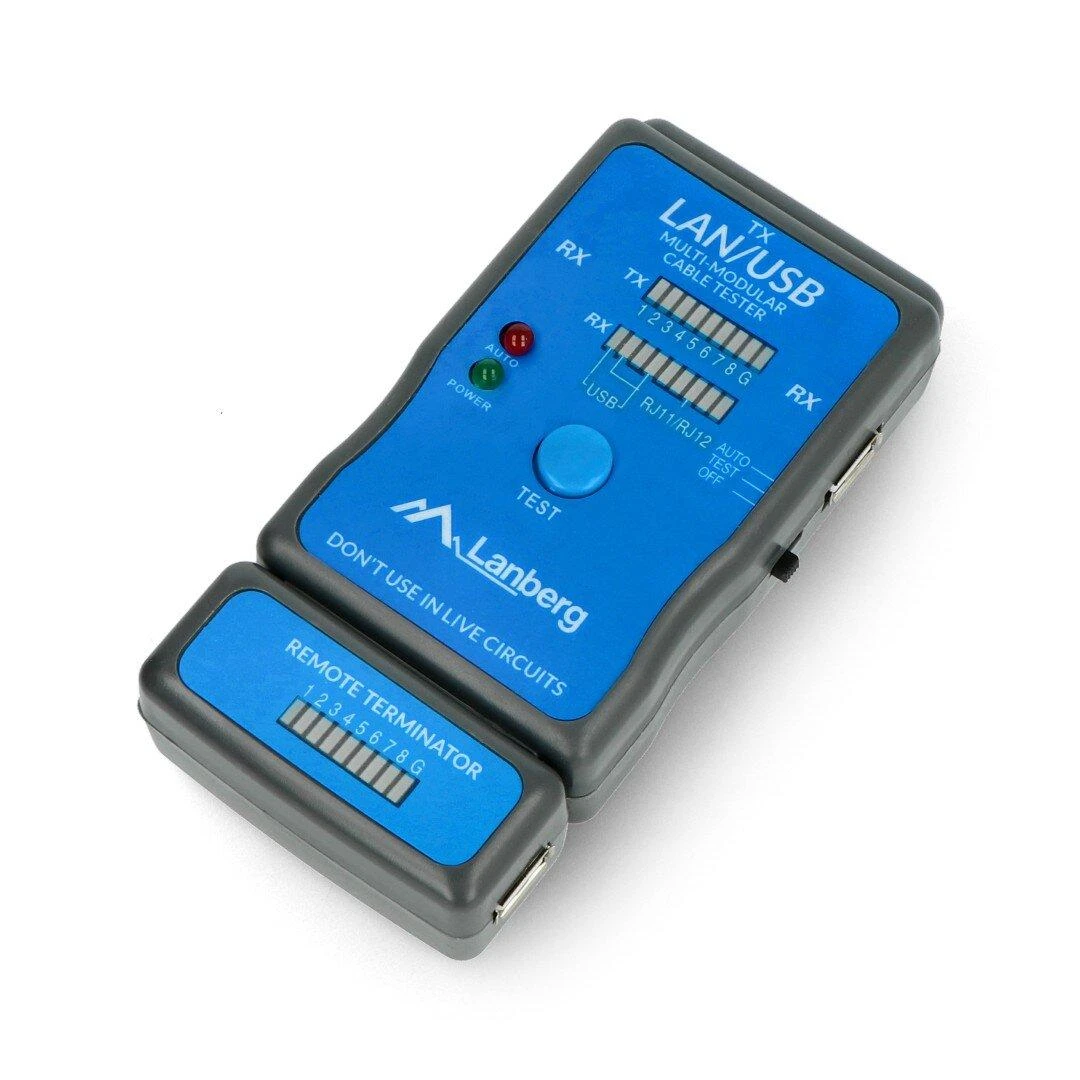 LANBERG NT-0403 laidų testeris, skirtas RJ45 RJ-11 USB jungtimis užbaigtiems laidams