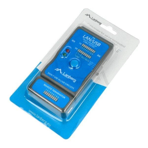 LANBERG NT-0403 laidų testeris, skirtas RJ45 RJ-11 USB jungtimis užbaigtiems laidams