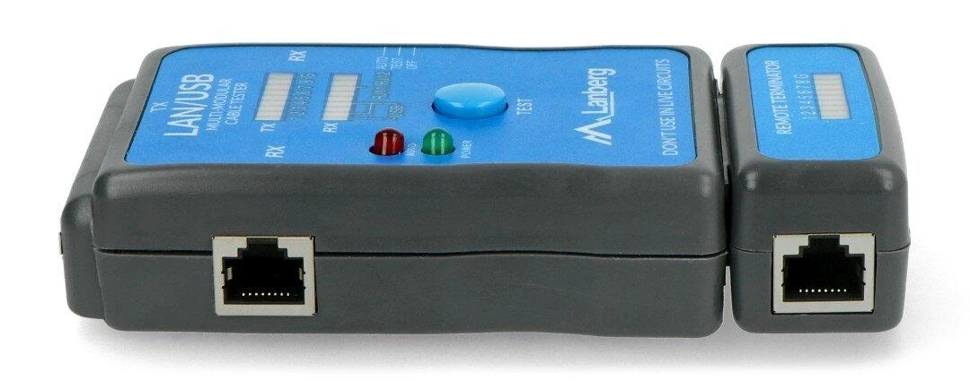 LANBERG NT-0403 laidų testeris, skirtas RJ45 RJ-11 USB jungtimis užbaigtiems laidams