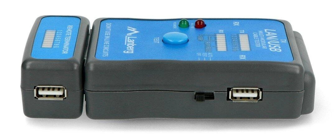 LANBERG NT-0403 laidų testeris, skirtas RJ45 RJ-11 USB jungtimis užbaigtiems laidams