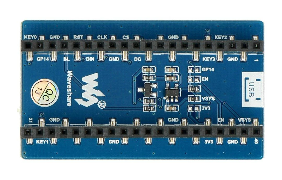 TFT LCD modulis Raspberry Pi Pico, apatinė pusė