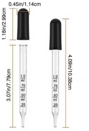 Oem Tiesus stiklinis lašintuvas - 1 ml - stiklinė pipetė - lašintuvas