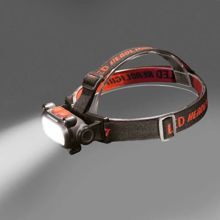 Tiross LED žibintuvėlis ant galvos įkraunamas XPE 120lm + COB 200lm, 18650 1200mAh