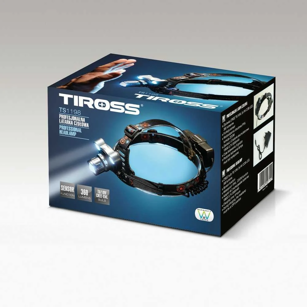 Tiross Žibintuvėlis ant galvos įkraunamas 10W CREE LED + 2x1W COB LED, fokusuojamu spinduliu