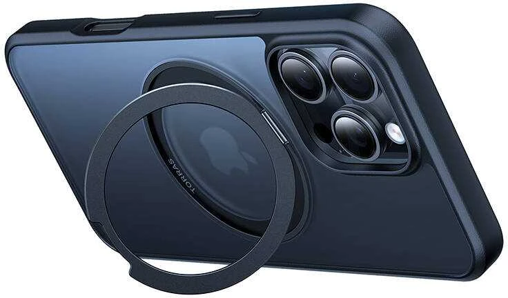 Torras Ostand dėklas, skirtas iPhone 16 Pro (juodas)