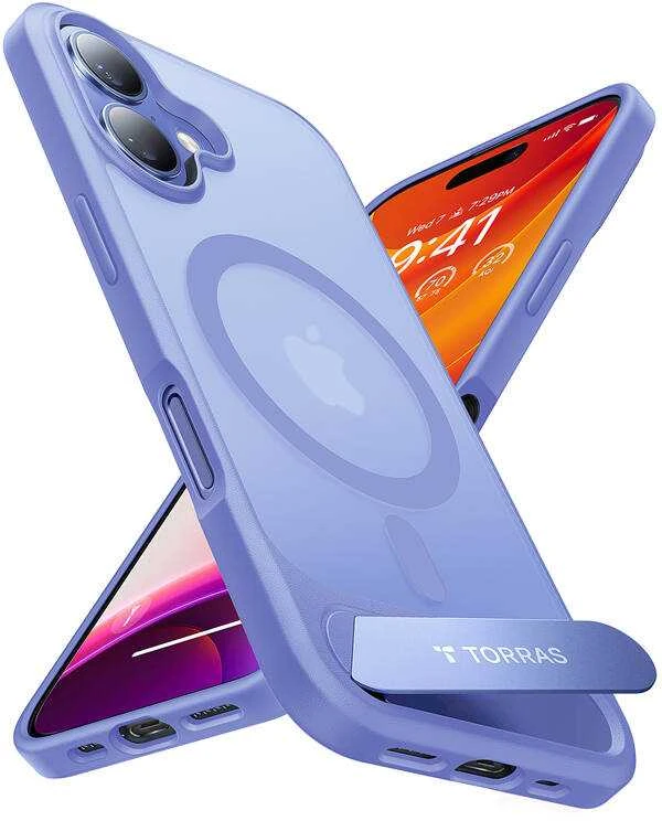 Torras Pstand serijos dėklas, skirtas iPhone 16 (mėlynas)