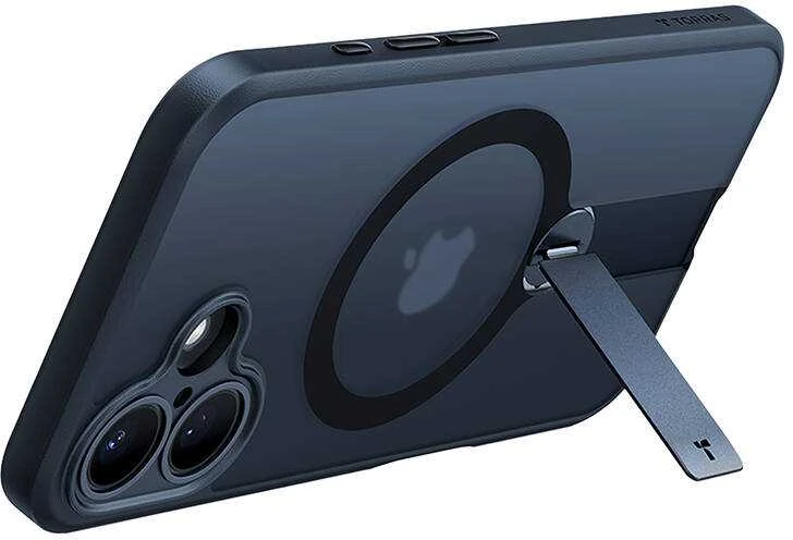 Dėklas Torras Pstand Spin Case, skirtas iPhone 16 (juodas)