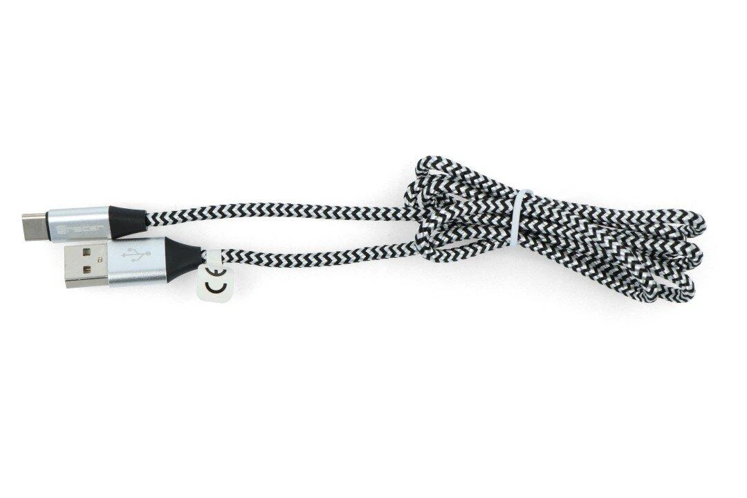 TRACER TRAKBK46265 Cable TRACER USB 2.0 TYPE-C A Male - C Male 1,0m juodas-sidabrinis