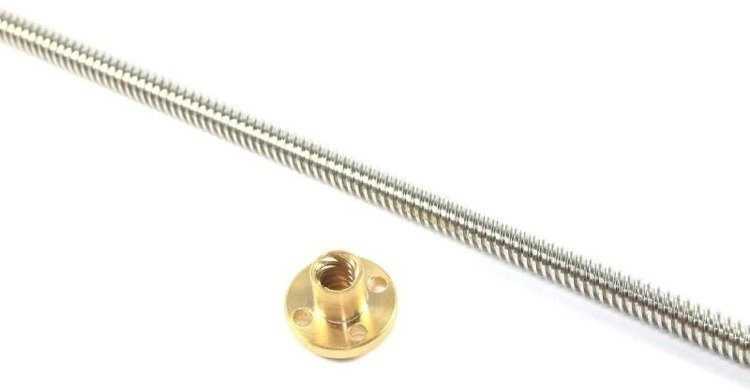 Grąžtas Oem Trapecinis varžtas T8x8 - 250mm + bronzinė veržlė - THSL-300-8D