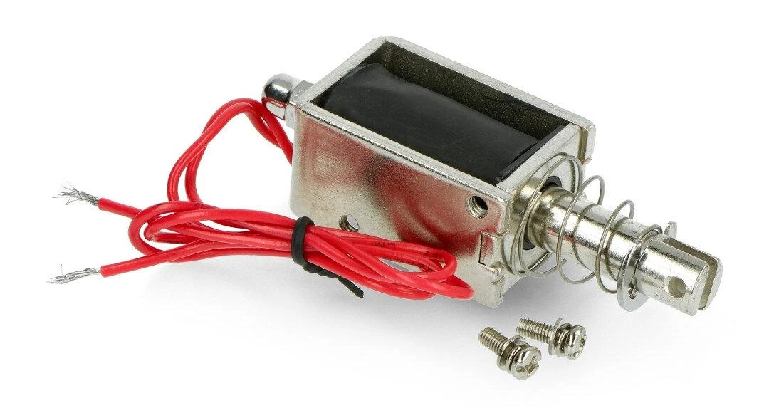 Traukiamasis elektromagnetas su spyruokle ir laidais