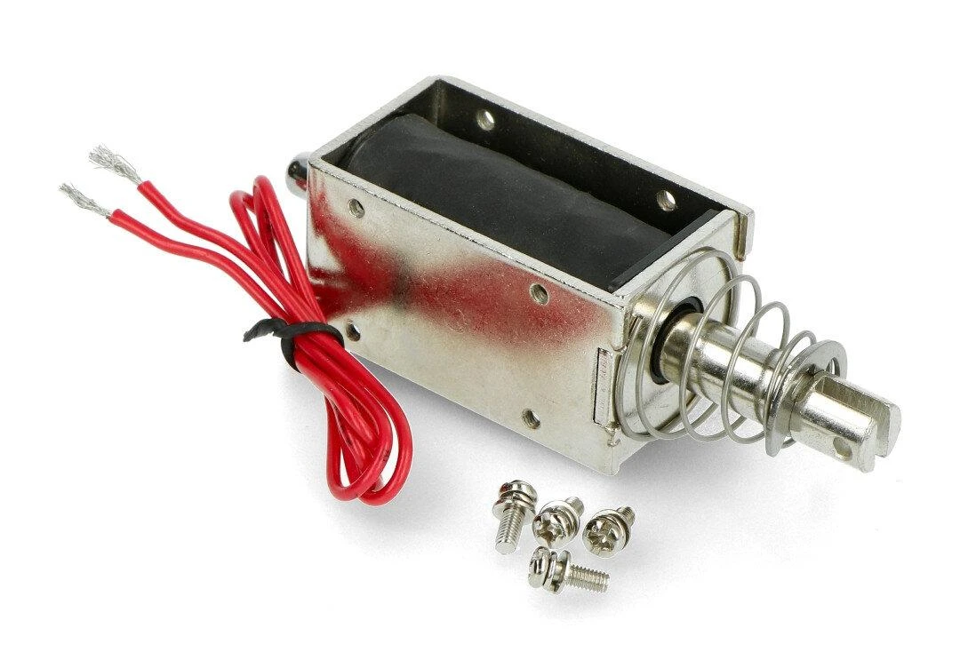 Traukiantis 12V elektromagnetas su spyruokle