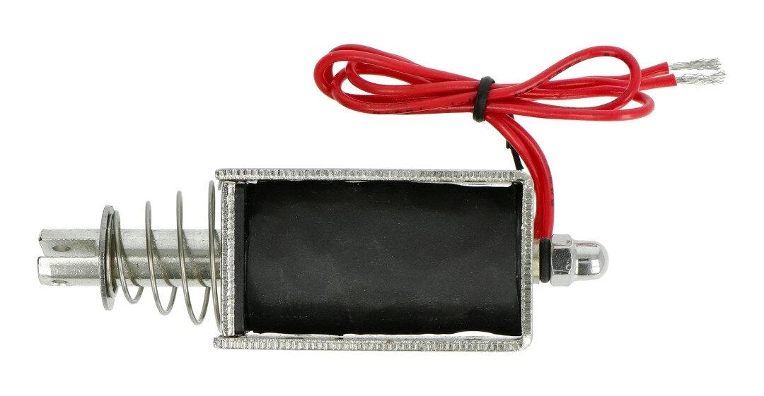 Traukiantis 12V elektromagnetas su spyruokle