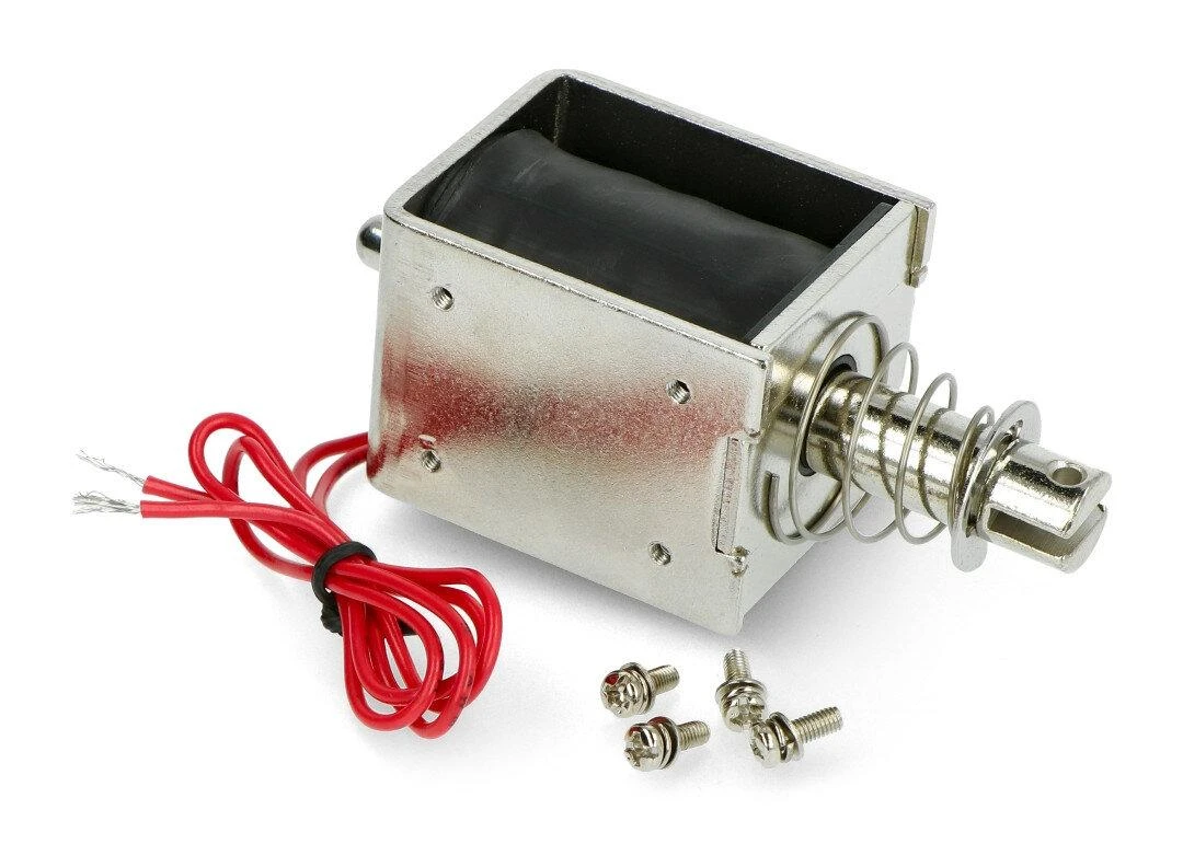 Traukiantis 12V elektromagnetas su spyruokliniu stūmokliu