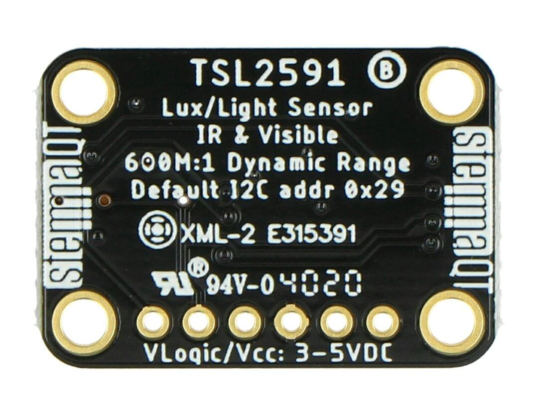 TSL2591, plataus dinaminio diapazono skaitmeninis šviesos jutiklis, STEMMA QT / Qwiic, Adafruit 01980