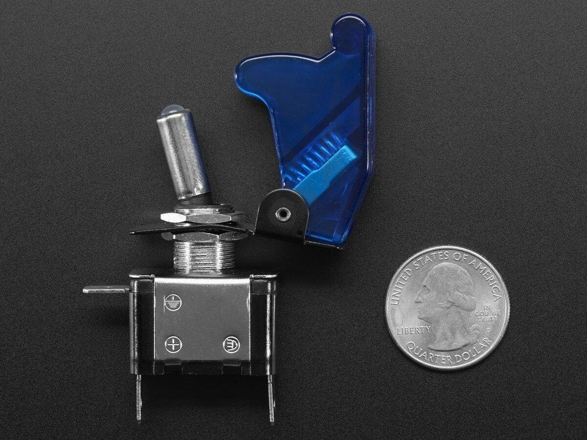 Tumbleris ON-OFF 12V / 20A su apšvietimu, mėlynas, Adafruit 3306