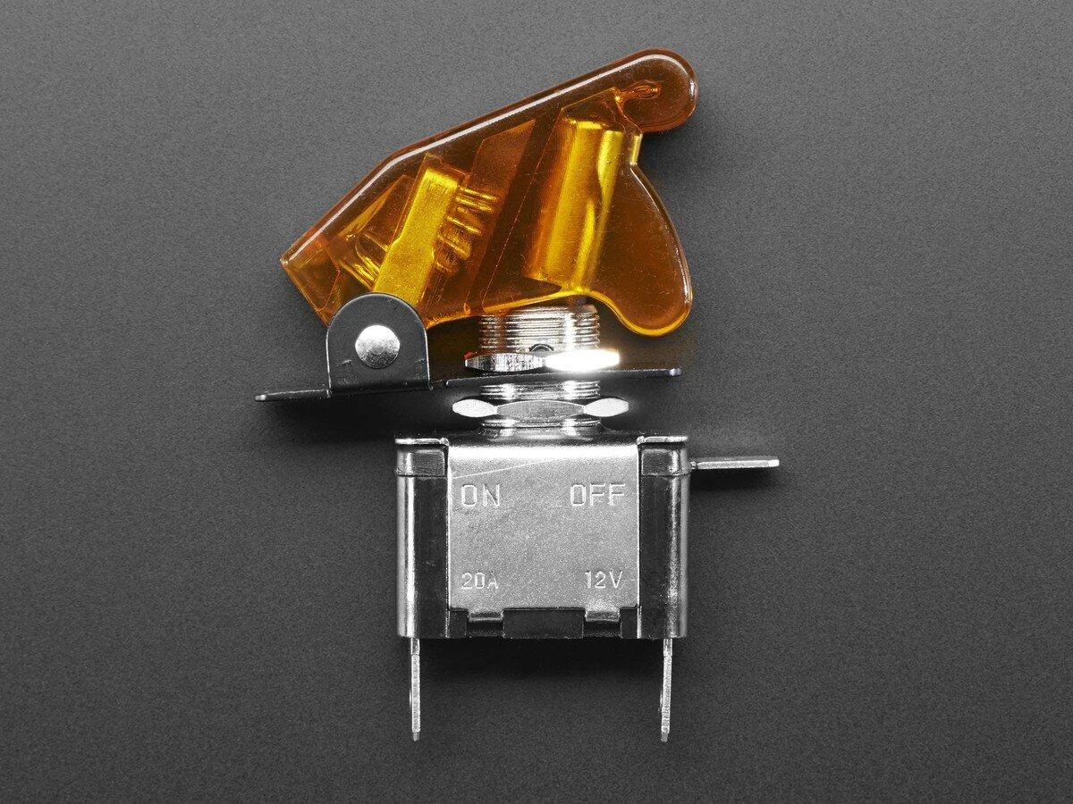 Tumbleris ON-OFF 12V / 20A su apšvietimu, geltonas, Adafruit 3219