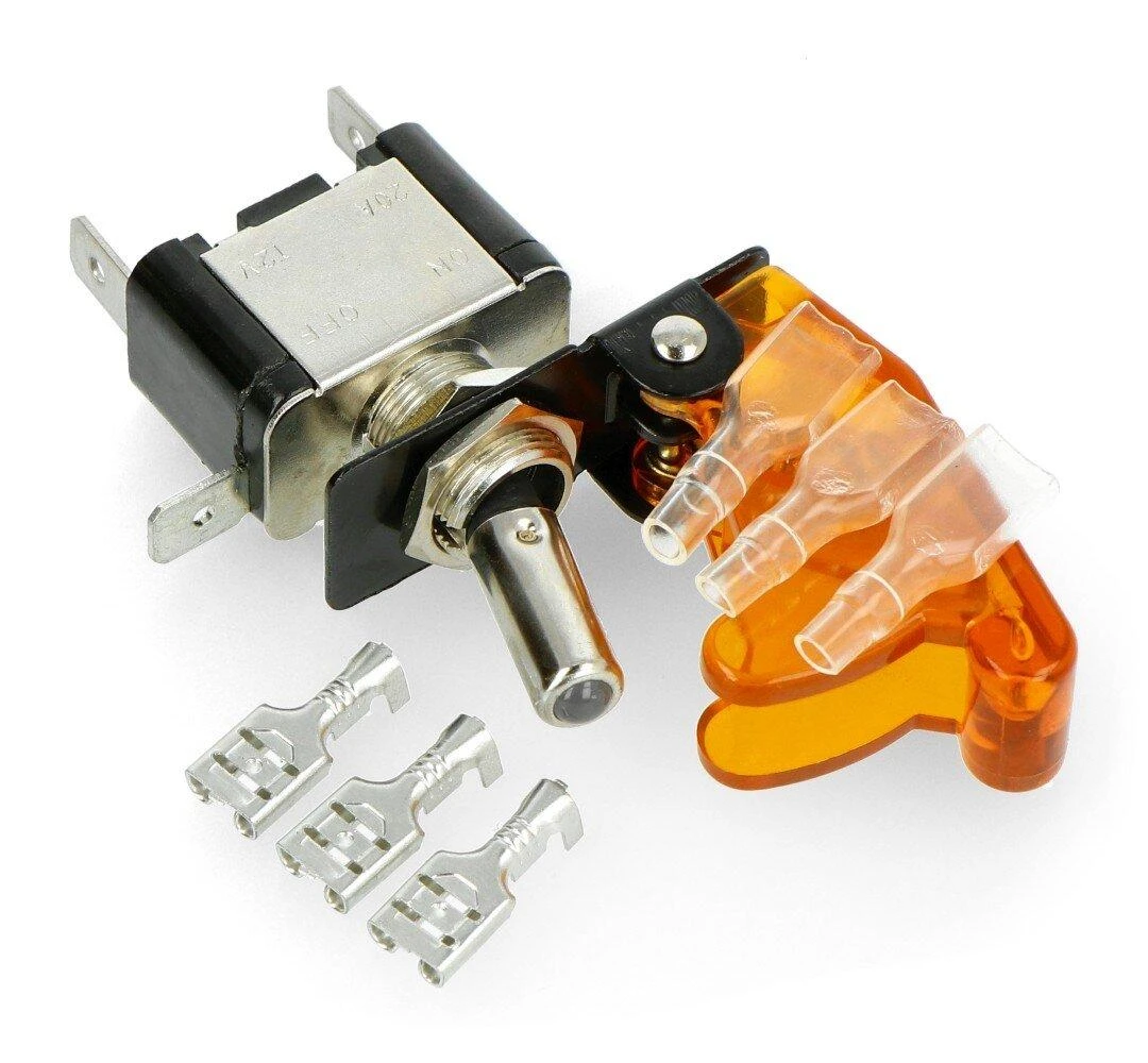 Tumbleris ON-OFF 12V / 20A su apšvietimu, geltonas, Adafruit 3219