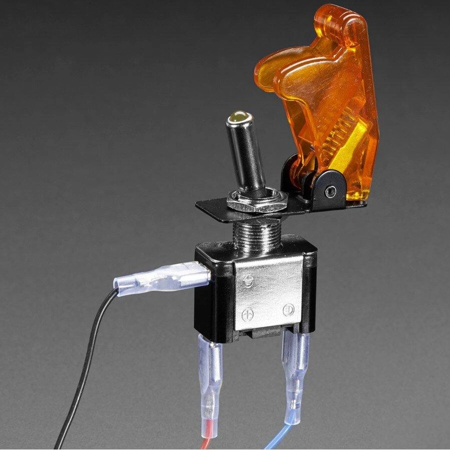 Tumbleris ON-OFF 12V / 20A su apšvietimu, geltonas, Adafruit 3219