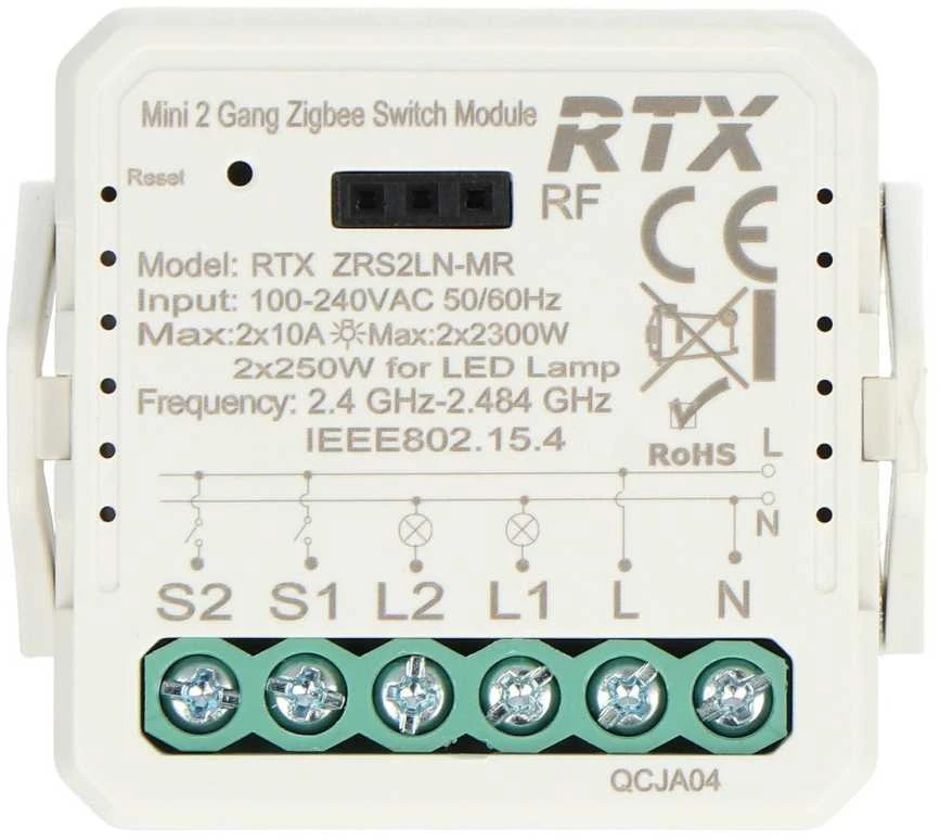 Tuya – 2 kanalų mini relė 10A – ZigBee – Android / iOS programėlė – RTX ZRS2LN-MR