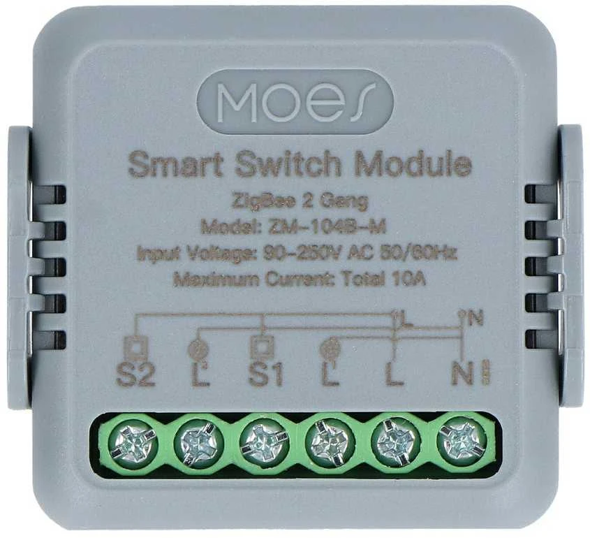 Tuya – 2 kanalų mini ZigBee įskiepio relė – Android/iOS programa – Moes ZM-104B-M