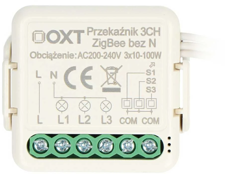 Tuya – 3 kanalų mini relė be N – ZigBee – Android/iOS programa – OXT SWTZ33