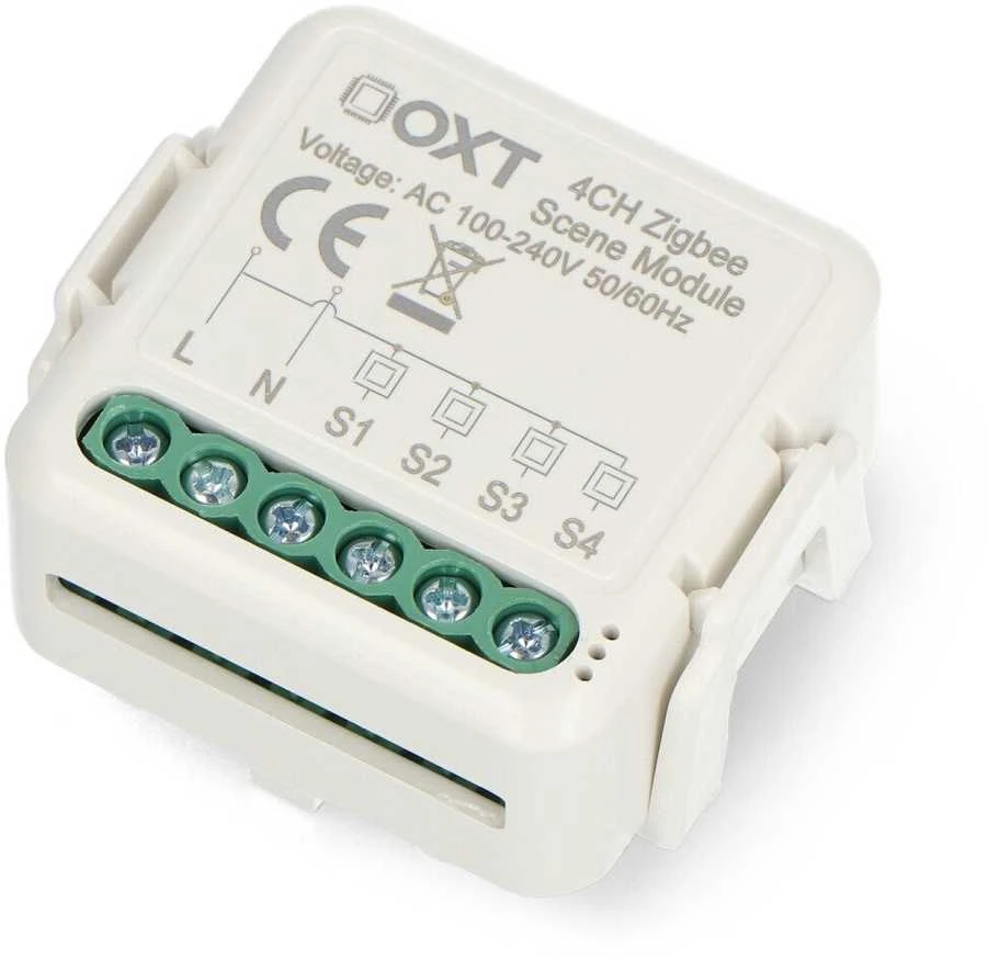 Tuya - 4 kanalų mini ZigBee scenų valdiklis - 12 veiksmų - 230V - OXT T254
